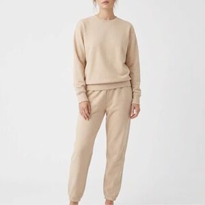 Naked Wardrobe Tan Beige Sweatshirt Joggers Set Large Loungewear